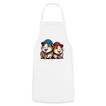 Cute Guinea Pig Friends – Funny Animal Motif - Cooking Apron - white - Front - AI Model Male 185 dark (185cm)