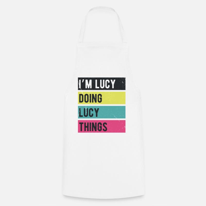 Ich bin Lucy, mache Lucy-Dinge Retrofarben - Kochschürze - Weiß