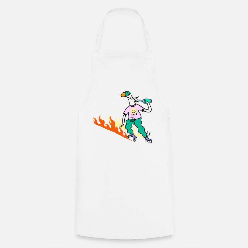 Roller_Skater_on_fire - Cooking Apron - white