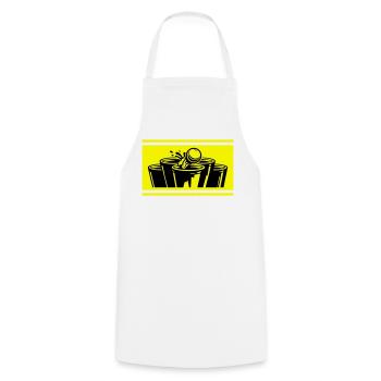 Bierpong Becher Gelb Schwarz Symbol - Kochschürze - Weiß - Vorne - AI Model Male 185 dark (185cm)