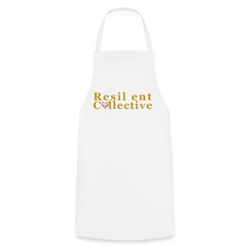 Logo du collectif résilient - Tablier de cuisine - blanc - Devant - AI Model Male 185 dark (185cm)