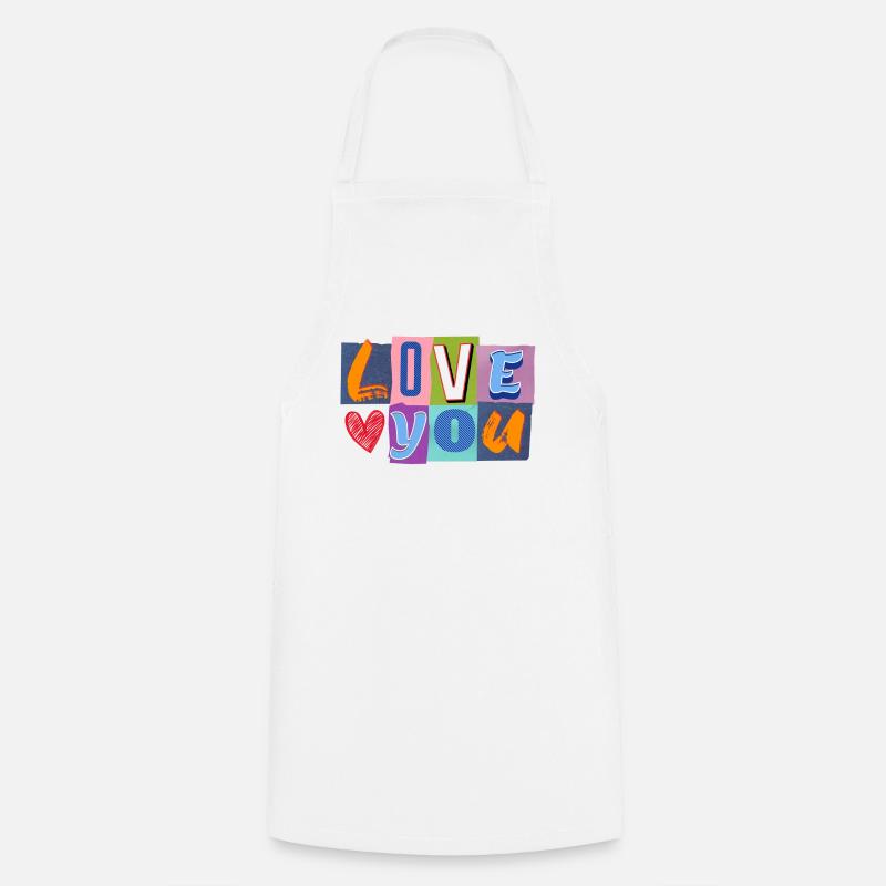Liebe in Bunt-Collage - Kochschürze - Weiß