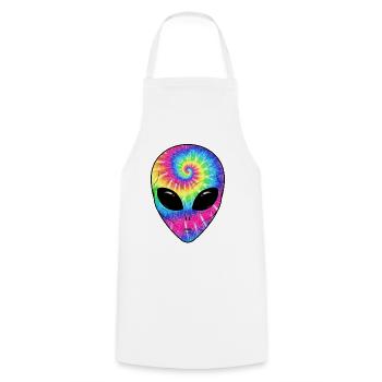 Psychedelisches Batik-Alien-Gesicht - Kochschürze - Weiß - Vorne - AI Model Male 185 dark (185cm)