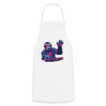 Cool DJ monkey - Cooking Apron - white - Front - AI Model Male 185 dark (185cm)