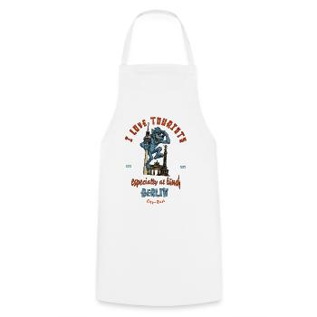 I love tourists, especially at lunch - Cooking Apron - white - Front - AI Model Male 185 dark (185cm)