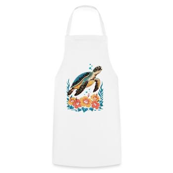 Sea Turtle Ocean Addict Design - Tablier de cuisine - blanc - Devant - AI Model Male 185 dark (185cm)