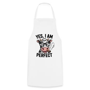  Yes I Am Perfect Lustige Kuh Mit Brille Und - Kochschürze - Weiß - Vorne - AI Model Male 185 dark (185cm)
