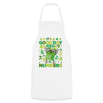 Cheerful Calculator Numbers - Cooking Apron - white - Front - AI Model Male 185 dark (185cm)