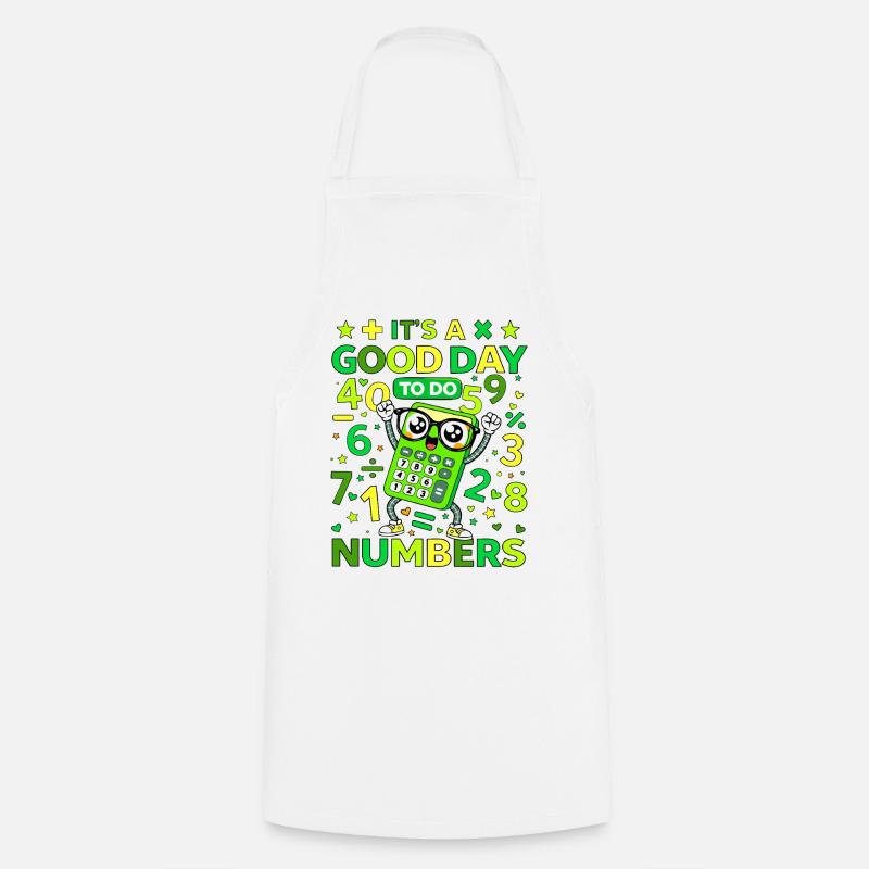 Cheerful Calculator Numbers - Cooking Apron - white