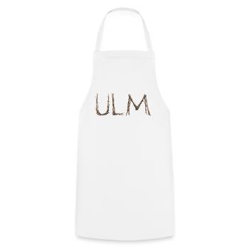 Lettrage ULM avec des brindilles posées par le moineau - Tablier de cuisine - blanc - Devant - AI Model Male 185 dark (185cm)