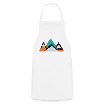 Emblème de la Montagne Minimaliste | Montagnes - Tablier de cuisine - blanc - Devant - AI Model Male 185 dark (185cm)