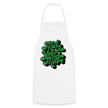 Make Your Move – Retro Handtext - Cooking Apron - white - Front - AI Model Male 185 dark (185cm)