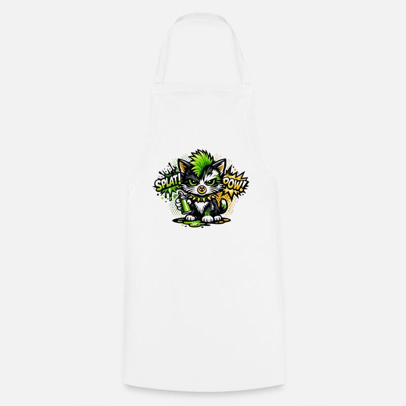 Pulvérisateur de chatons graffiti néon - Tablier de cuisine - blanc