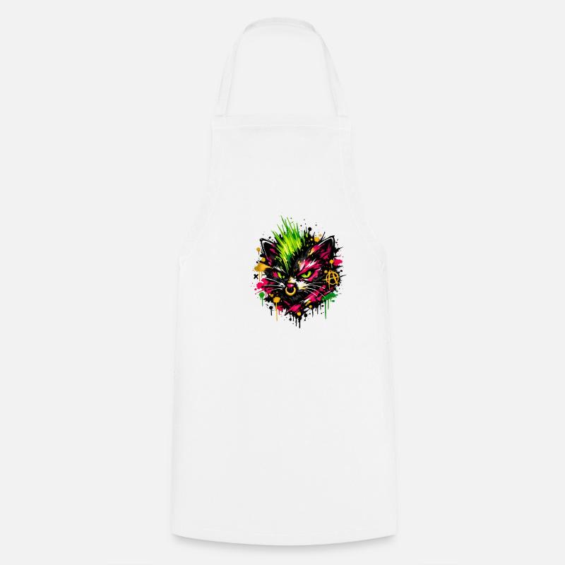 Éclaboussures de graffitis de chat néon - Tablier de cuisine - blanc