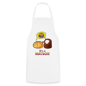 Matschbrötchen in love - it' s a Matsch.  - Kochschürze - Weiß - Vorne - AI Model Male 185 dark (185cm)