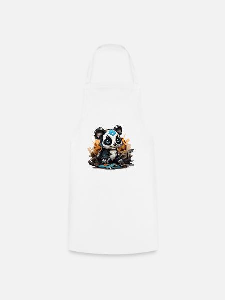 Panda Bauklotz Charm - Kochschürze - Weiß