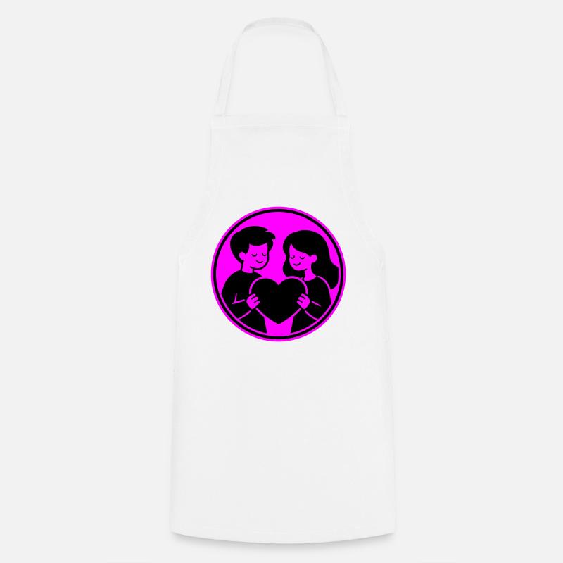 Couple Heart Relationship - Cooking Apron - white