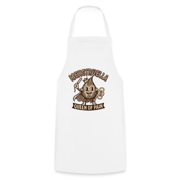 Menstruella Queen of Pain – Vintage 30s Cartoon - Cooking Apron - white - Front - AI Model Male 185 dark (185cm)