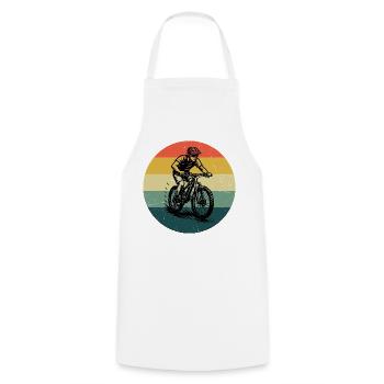 Motif de VTT minimaliste - Tablier de cuisine - blanc - Devant - AI Model Male 185 dark (185cm)