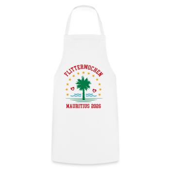 Flitterwochen Mauritius 2026 Hochzeitsreise Heirat - Kochschürze - Weiß - Vorne - AI Model Male 185 dark (185cm)
