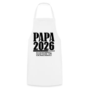 Papa 2026 Loading - Kochschürze - Weiß - Vorne - AI Model Male 185 dark (185cm)