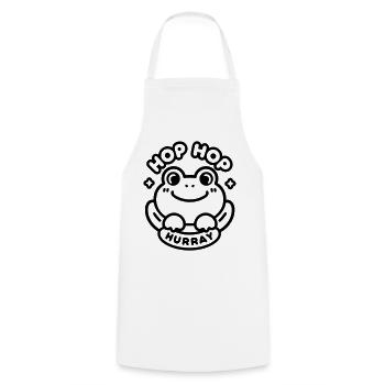 Hop Hop Hurray Frosch | Süßes Gute-Laune Motiv - Kochschürze - Weiß - Vorne - AI Model Male 185 dark (185cm)