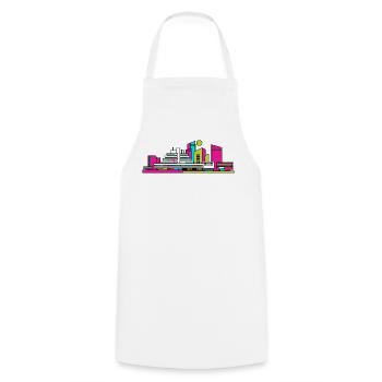 Cumbernauld City Skyline Moderne Linienzeichnung - Kochschürze - Weiß - Vorne - AI Model Male 185 dark (185cm)