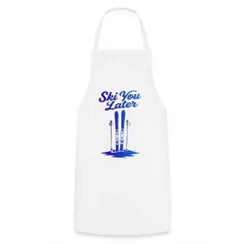 Skier plus tard : Drôle de dicton pour les skieurs - Tablier de cuisine - blanc - Devant - AI Model Male 185 dark (185cm)
