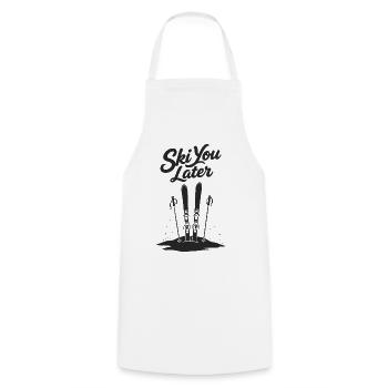 Skier plus tard : Drôle de dicton pour les skieurs - Tablier de cuisine - blanc - Devant - AI Model Male 185 dark (185cm)