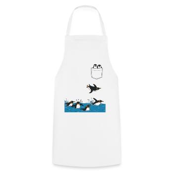 Penguin Jump Into The Water Pocket Design - Cooking Apron - white - Front - AI Model Male 185 dark (185cm)