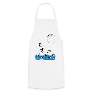 Penguin Jump Into The Water Pocket Design - Cooking Apron - white - Front - AI Model Male 185 dark (185cm)