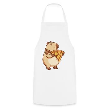 Pizza Capybara mit schmelzendem Käse - Kochschürze - Weiß - Vorne - AI Model Male 185 dark (185cm)