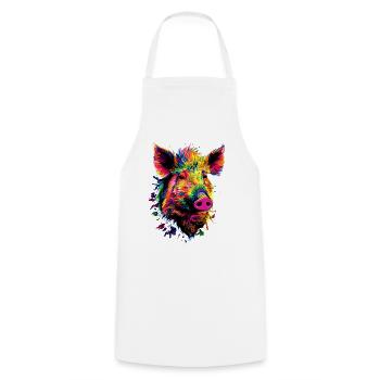 Wild boar Wild boar Wild boar Pig Hunter - Cooking Apron - white - Front - AI Model Male 185 dark (185cm)