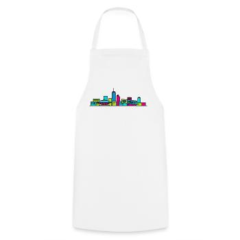 Eindhoven City Skyline Evoluon Modern Line Art - Cooking Apron - white - Front - AI Model Male 185 dark (185cm)