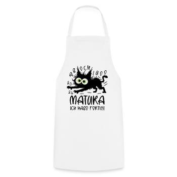 Matura 2026 I'm done cat - Cooking Apron - white - Front - AI Model Male 185 dark (185cm)