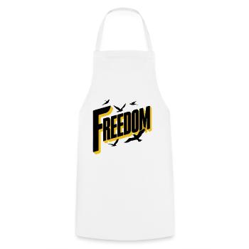 Freedom Bold Typography with Birds - Cooking Apron - white - Front - AI Model Male 185 dark (185cm)