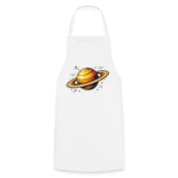 Planet Saturn  - Kochschürze - Weiß - Vorne - AI Model Male 185 dark (185cm)