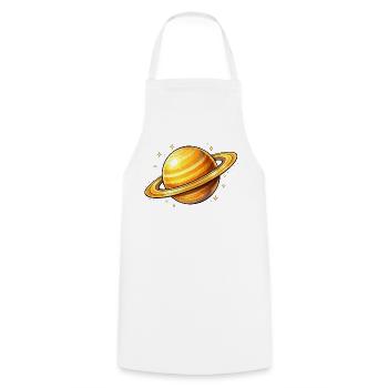 Saturn with glowing rings - Cooking Apron - white - Front - AI Model Male 185 dark (185cm)