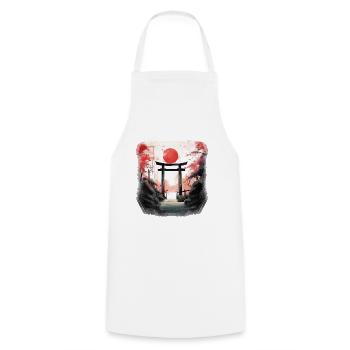 Red Torii on Autumn Trail - Cooking Apron - white - Front - AI Model Male 185 dark (185cm)