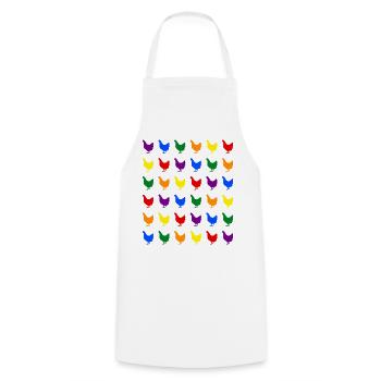 Des poulets arc-en-ciel - Tablier de cuisine - blanc - Devant - AI Model Male 185 dark (185cm)