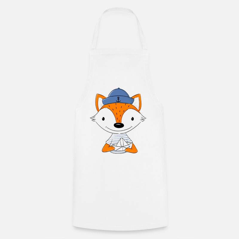Sailor fox with paper boat - Cooking Apron - white