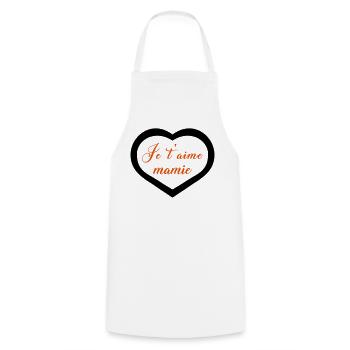 Cœur je t'aime mamie - Tablier de cuisine - blanc - Devant - AI Model Male 185 dark (185cm)