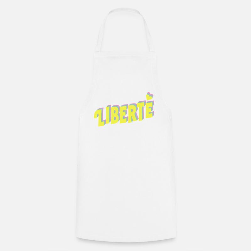 LIBERTÉ Pop Typography - Cooking Apron - white
