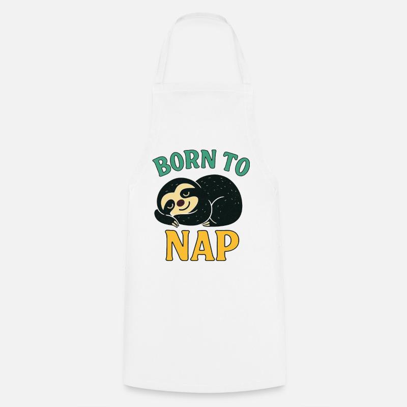 Født til Nap Sloth Illustration - Forklæde - hvid