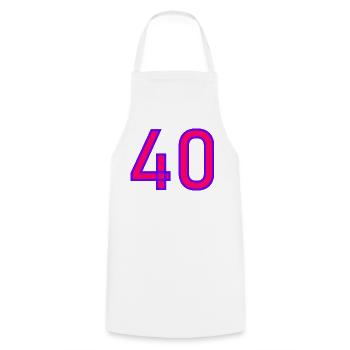 40. 40 ANS. 40e ANNIVERSAIRE. ANNIVERSAIRE 40 ANS. - Tablier de cuisine - blanc - Devant - AI Model Male 185 dark (185cm)