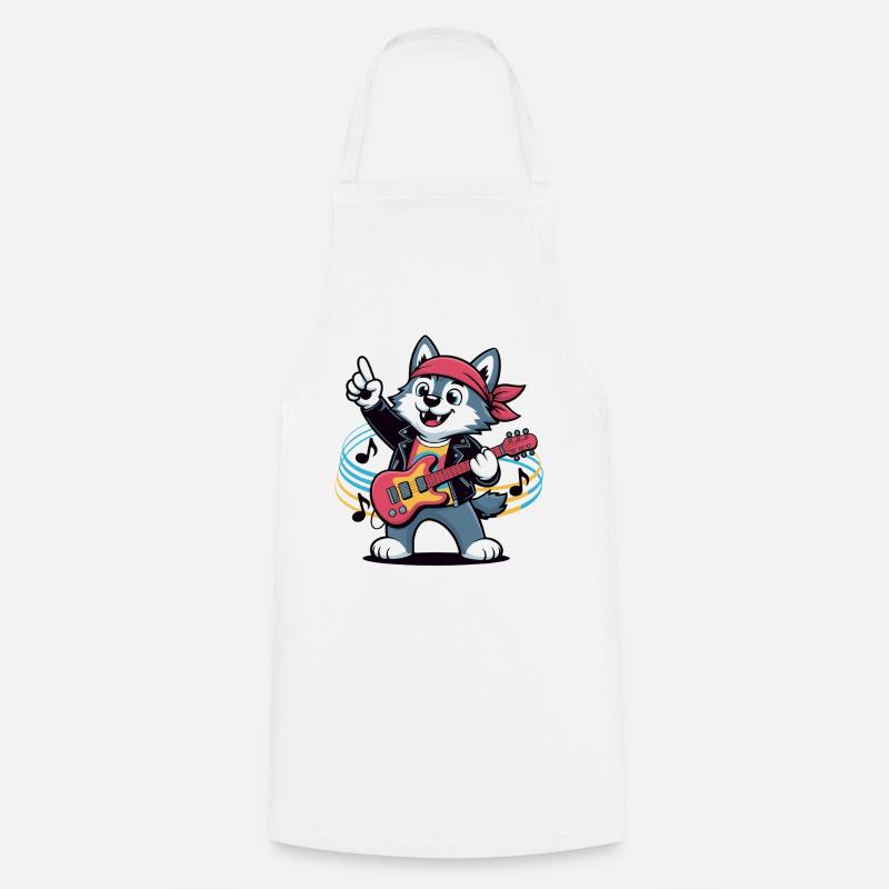 Cat Guitar - Cooking Apron - white