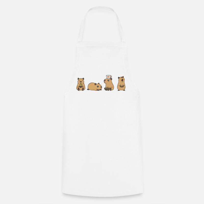 Capybara Tea Time Quartett - Kochschürze - Weiß