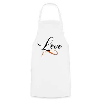 Love - Cooking Apron - white - Front - AI Model Male 185 dark (185cm)