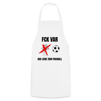 FCK VAR - Kochschürze - Weiß - Vorne - AI Model Male 185 dark (185cm)