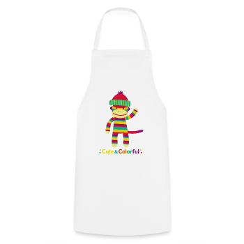 Bunter Streifen-Affe: Cute & Colorful Design - Kochschürze - Weiß - Vorne - AI Model Male 185 dark (185cm)